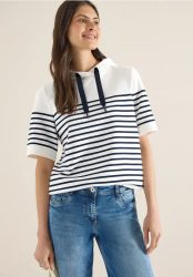 Kurzarm Sweatshirt mit Kapuze und Streifen