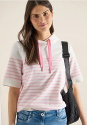 Kurzarm Sweatshirt mit Kapuze und Streifen