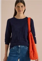 Pullover mit Boat Neck und Struktur