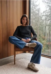 Langarm Pullover mit Rundhals und Struktur