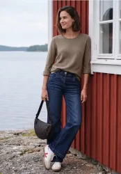 Langarm Pullover mit Rundhals und Struktur
