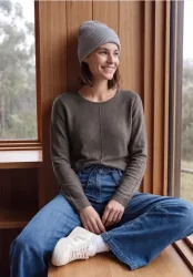 Langarm Pullover mit Rundhals und Struktur