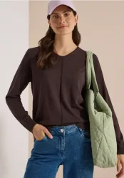 Basic Pullover mit V-Neck in Unifarbe