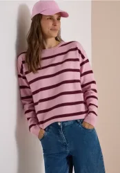 Pullover mit Boat Neck und Streifen
