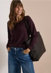 Langarm Pullover mit Rounded V-Neck