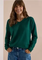 Langarm Pullover mit Rounded V-Neck