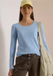 Basic Langarm Shirt mit Rundhals