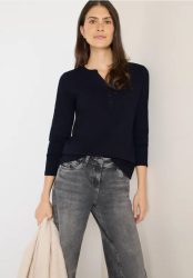 Split Neck Langarmshirt