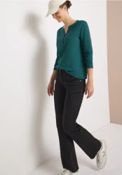 Split Neck Langarmshirt