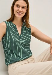 Gemustertes Split Neck Top