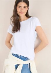 Kurzarm Shirt mit Boatneck und Raffung