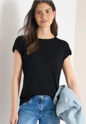 Kurzarm Shirt mit Boatneck und Raffung