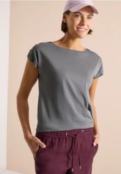 Kurzarm Shirt mit Boatneck und Raffung