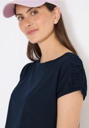 Kurzarm Shirt mit Boatneck und Raffung