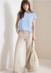 Kurzarm Shirt mit Boatneck und Raffung