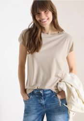Kurzarm Shirt mit Boatneck und Raffung