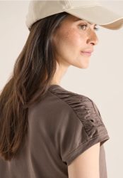 Kurzarm Shirt mit Boatneck und Raffung