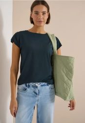 Kurzarm Shirt mit Boatneck und Raffung