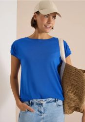 Kurzarm Shirt mit Boatneck und Raffung