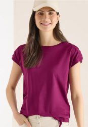 Kurzarm Shirt mit Boatneck und Raffung