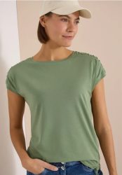 Kurzarm Shirt mit Boatneck und Raffung