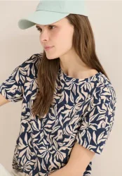 Shirt mit Boatneck und floralem Print