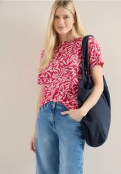 Shirt mit Boatneck und floralem Print
