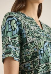 Kurzarm Shirt mit Split Neck und Print