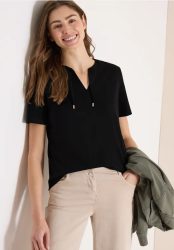 Kurzarm Shirt mit Split Neck