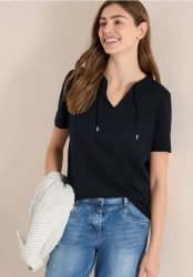 Kurzarm Shirt mit Split Neck