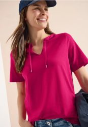 Kurzarm Shirt mit Split Neck