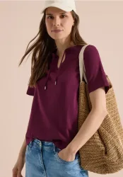 Kurzarm Shirt mit Split Neck