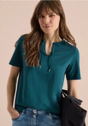 Kurzarm Shirt mit Split Neck