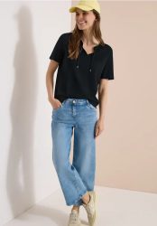 Kurzarm Shirt mit Split Neck