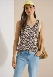 Cecil Shirttop Sommertop, Baumwolle, mit Smokdetail