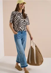 Cecil Print-Shirt Ausbrenner-Optik, elastischer Saum, Viskosemix