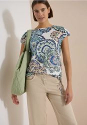 Kurzarm Shirt mit Boat Neck und Raffung