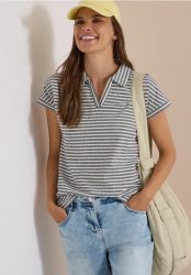 Kurzarm Poloshirt mit Streifenstruktur