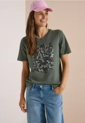T-Shirt mit Leo-Print und Foliendetails