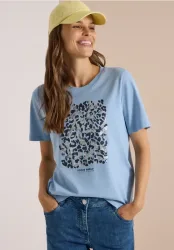 T-Shirt mit Leo-Print und Foliendetails