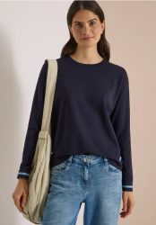 Langarm Shirt mit Rundhals und Streifendetail