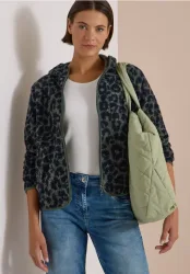 Teddy-Jacke mit Kapuze und Leo-Muster