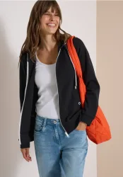 Langarm Jacke mit Kapuze und Struktur
