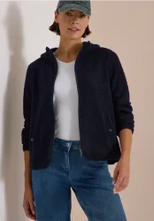 Teddy-Jacke mit Kapuze in Unifarbe