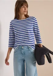 Basic Shirt mit Boat Neck und Streifen
