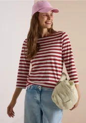 Basic Shirt mit Boat Neck und Streifen