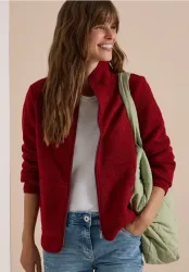 Teddy-Jacke mit Stehkragen in Unifarbe