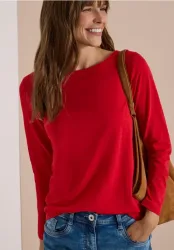 Langarm Shirt mit U-Boot-Ausschnitt