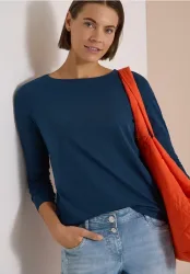 Langarm Shirt mit U-Boot-Ausschnitt
