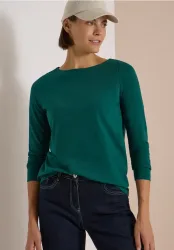 Langarm Shirt mit U-Boot-Ausschnitt